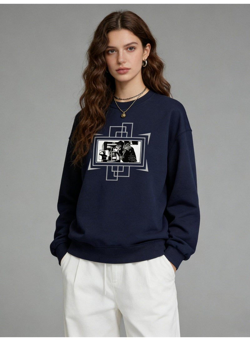 retro photo graphic T-neck sweatshirt | Unisex oversized pullover, retro casual and street style - Image 5